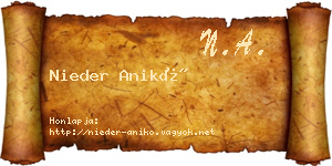 Nieder Anikó névjegykártya